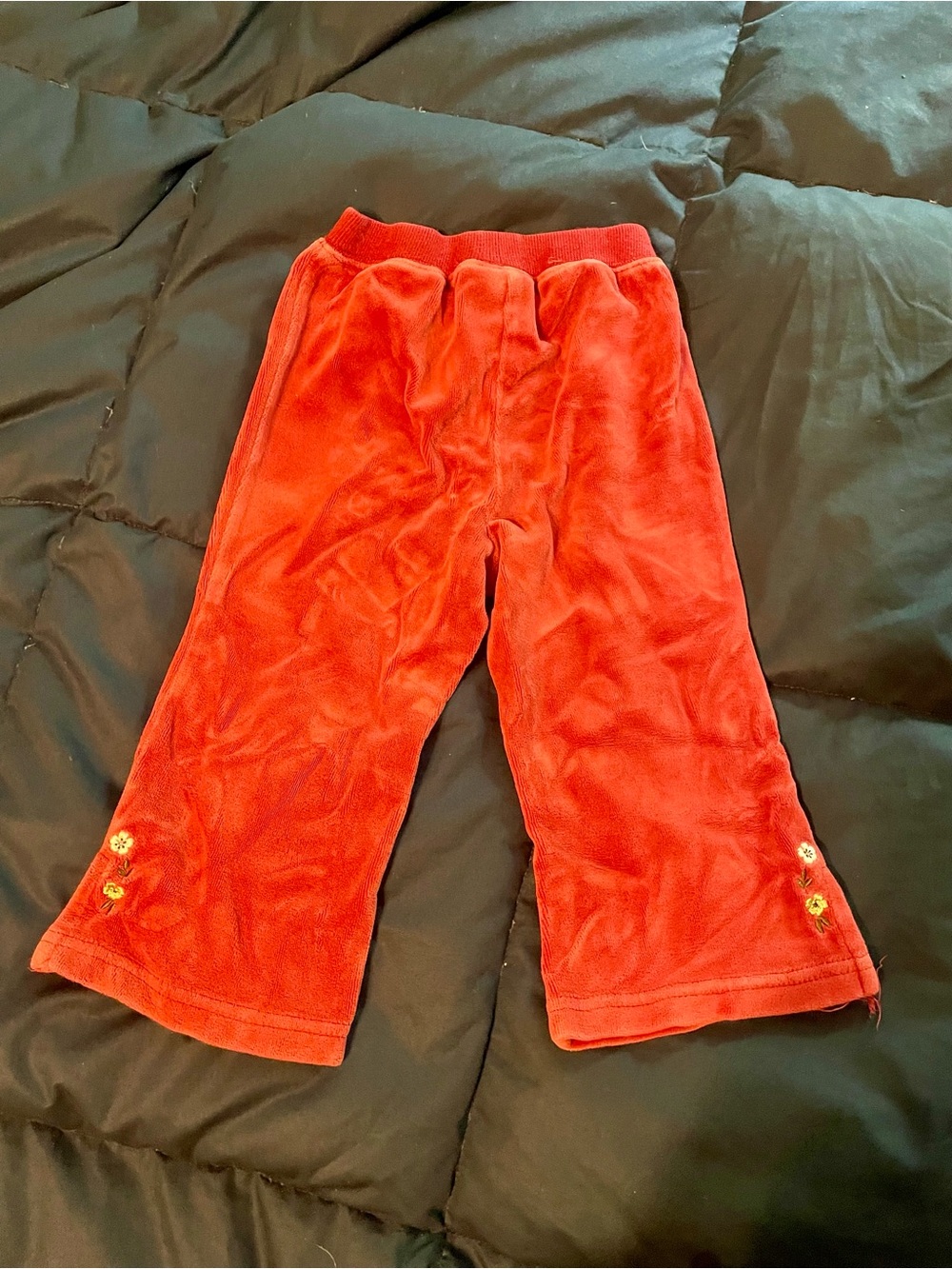 Kids Red Velvet Pants